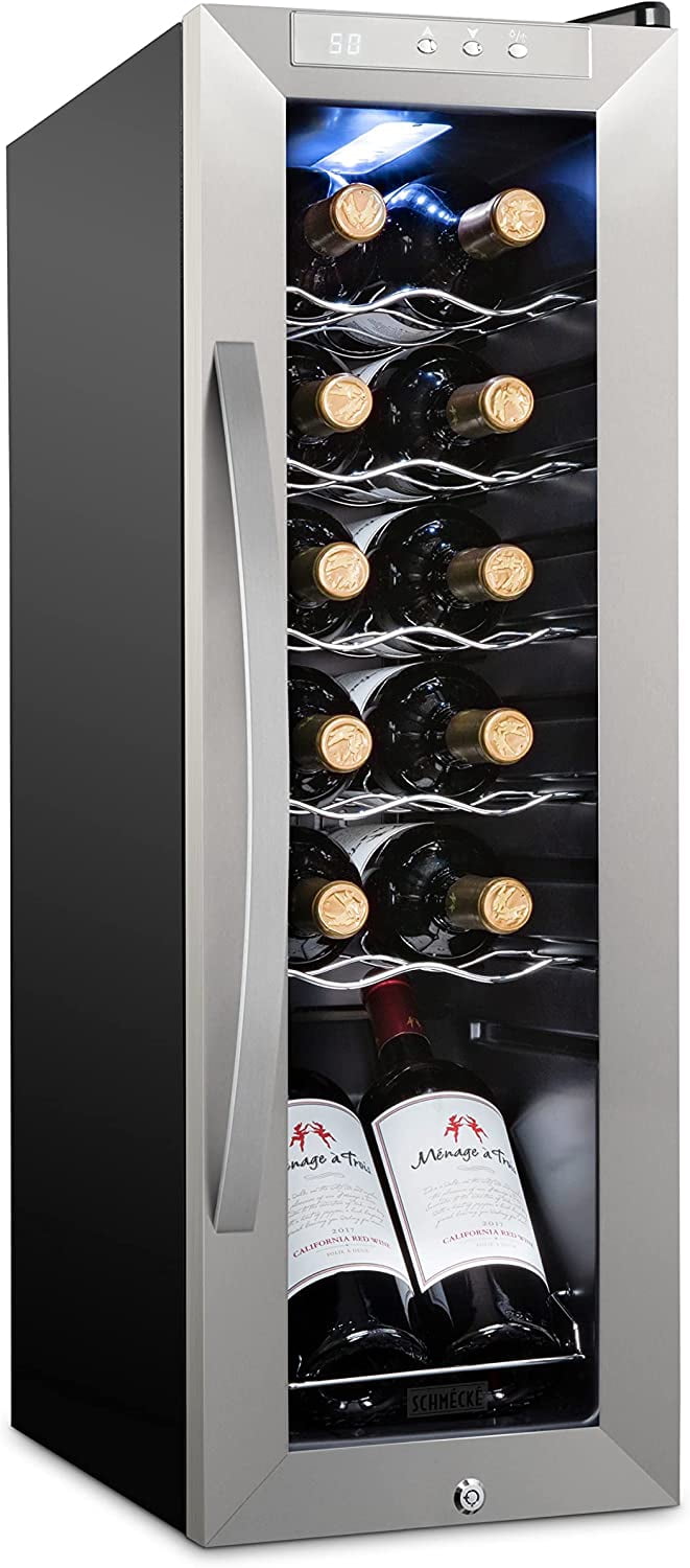Schmecke Réfrigérateur à vin, réfrigérateur à vin debout, réfrigérateur à vin de 12 bouteilles