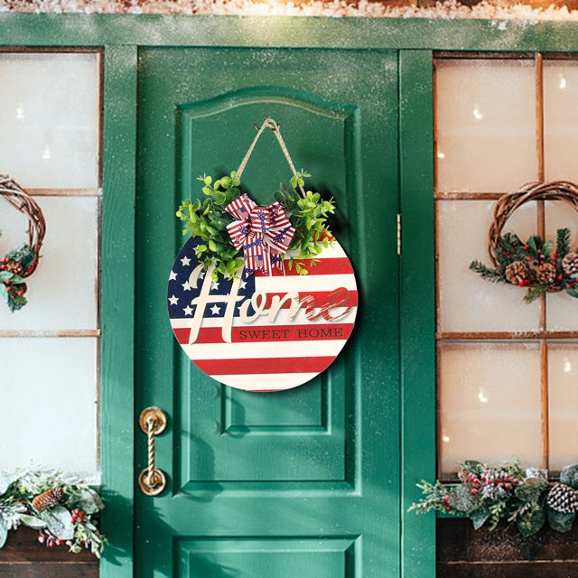 Cqxid Hangs Under $10 Welcome Independence Day Home Decoration Door Wall Decor Hanging Sign
