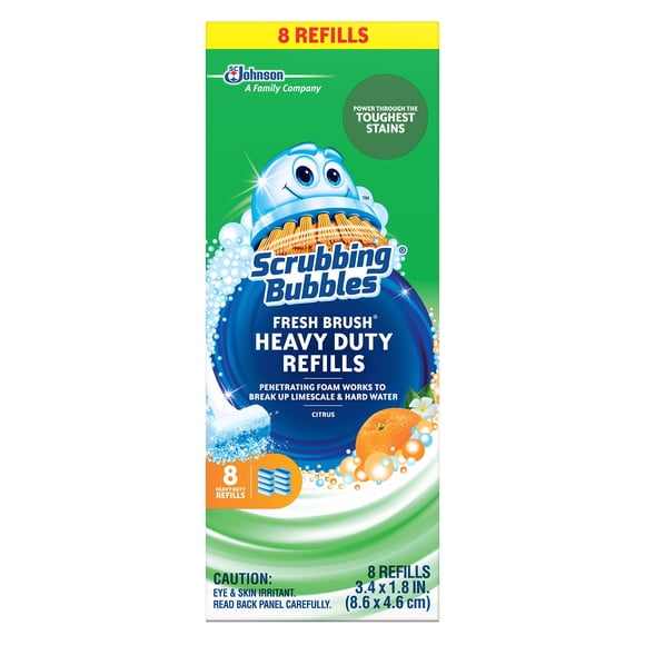 Scrubbing Bubbles Flushable Toilet Wand Refills, Fresh Brush Heavy Duty Toilet Cleaner Refill Pads, Cleans Limescale & Fights Odors, Citrus Scent, 8 Count, Pack of 1