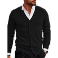 thumbnail image 1 of xiaxaixu Men Cardigan, Long Sleeve V Neck Button Closure Sweater Knit Tops for Casual Daily, 1 of 6