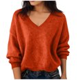 thumbnail image 1 of BLVB Chandails Chauds pour Femmes Col en V Classique Doux Chandail Confortable Ample Décontracté Manches Longues Automne Hiver, 1 of 5