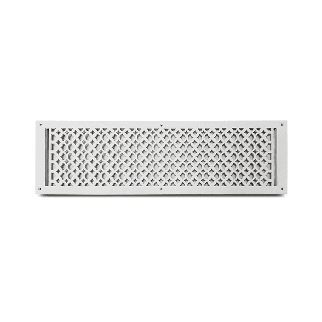 Air Return Grill 8″ x 30″ with 10″ x 32″ Faceplate – Decorative Tudor Mushroom Design HVAC Vent Cover, Cast Aluminum, Powder-Coated, Repaintable Wall Ceiling Floor Grille (VR100)