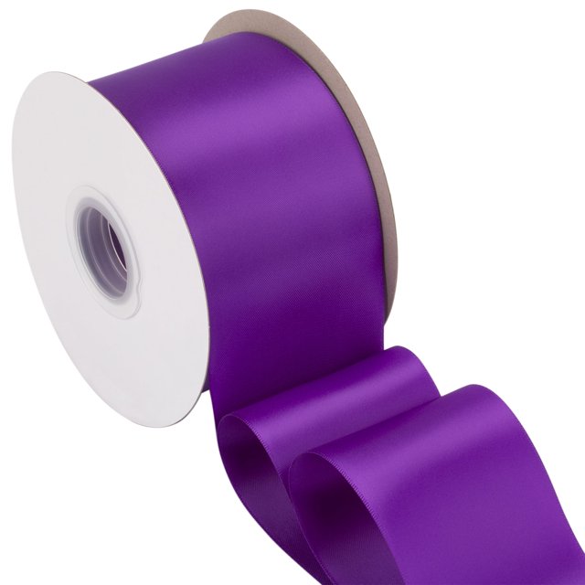 Joycrosso Purple Ribbon 3 Inch Wide Thick Fabric Ribbon, 50 Yards Double Faced Satin for Chair Sash Bows Making Bouquet Sewing Christmas Decoration