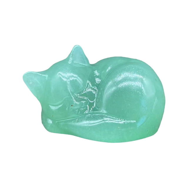 Natural Quartz Crystal Sleeping Cat Decoration Crystal Cat Sleeping Statue 2 Inch Opal Cat Crystal Statue Statue For Home Meditation