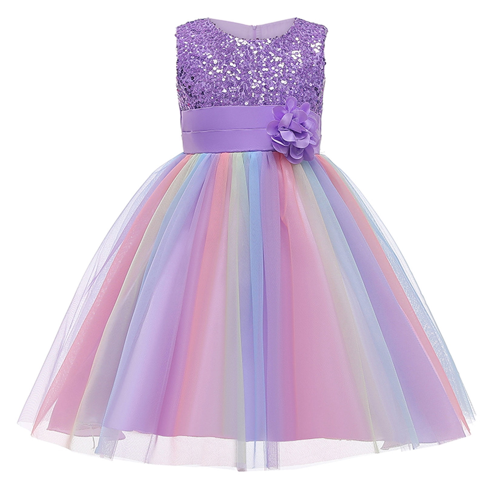 Robes de Fête pour Petite Fille, Colorées, Formelles, à Paillettes, Fleuries, en Tulle Tutu