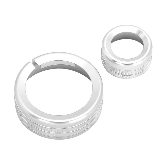 2Pcs en Alliage d'Aluminium Centre de Contrôle Multimédia Bague de Bouton Ajustement pour Alfa Romeo Giulia / Stelvio 2020 Argent