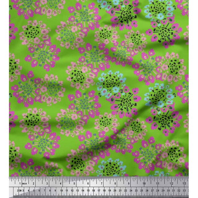 Soimoi Viscose Chiffon Fabric Flower Artistic Print Sewing Fabric Yard 42 Inch Wide