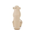 thumbnail image 2 of BLISSFUL STEP Chaussures pour Femmes en Faux Suède à Talon Épais Haut Plateforme à Bride à la Cheville Sandales à Bout Ouvert Beige 7,5, 2 of 7