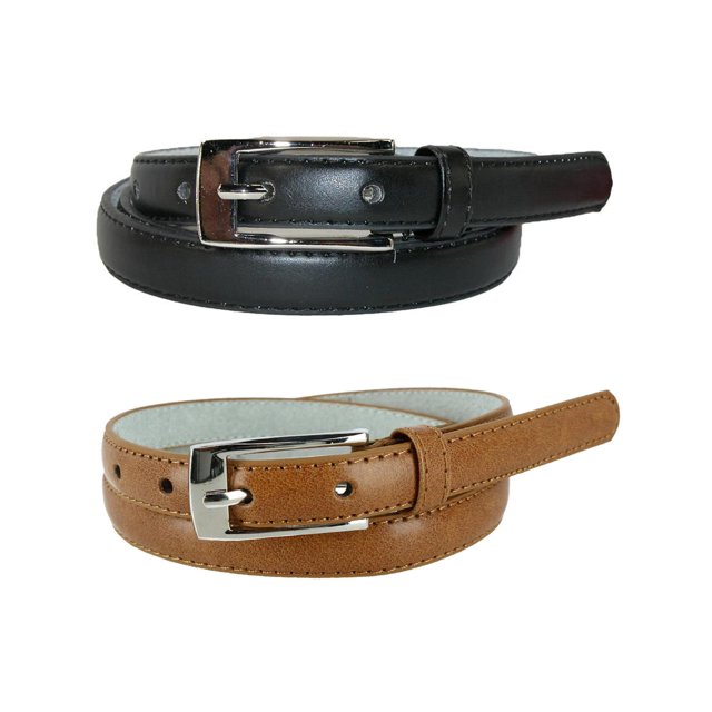 CTM® Ceinture Mince en Cuir de 3/4 Po pour Robe (Lot de 2 Couleurs) (pour Femmes)