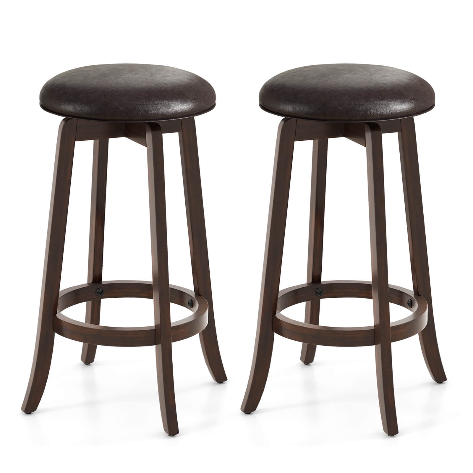 Costway Tabourets de Comptoir 29 Pouces Ensemble de 2 avec Siège Rond Pivotant à 360° et Repose-Pieds