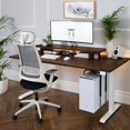 thumbnail image 3 of Desky Dual Softwood Sit Stand Desk - American Rustic Pine / 80 x 30 inches / White, 3 of 10