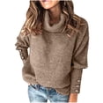 thumbnail image 1 of TIMIFIS Womens' Turtleneck Long Sleeve Cable Knit Sweaters Oversized Sweaters Fall Long Sleeve Spilt Hem Tunic Pullover Sweater Knit TopsFall/Winter, 1 of 5