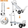 thumbnail image 3 of 3 In 1 Folding Hand Truck Dolly 770 lbs Capacity Convertible Utility Cart with 4 Wheels Elastic Rope Aluminum Foldable Hand Cart for Moving, 3 of 6