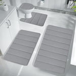 YATLTE Ensembles de rouille de salle de bains 4 Pièce, Mat de bain en mousse mémoire extra épais, Tapis de salle de bains lavable en machine Ensembles pour l'évier, la baignoire, la douche et la toilette,L'ggplant faire la fête de maman