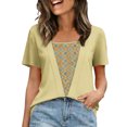 thumbnail image 1 of RXMEKW T-Shirt Imprimé pour Femmes à Manches Courtes, Col Rond, Haut d'Été avec Ourlet Contrastant pour Tenue Décontractée et Tenues Quotidiennes, 1 of 7
