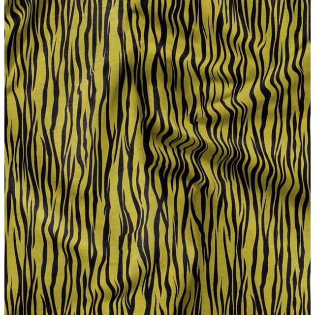 Soimoi Yellow polyester Crepe Fabric Wild Animal Skin Printed Craft Fabric by The Yard 42 Inch Wide