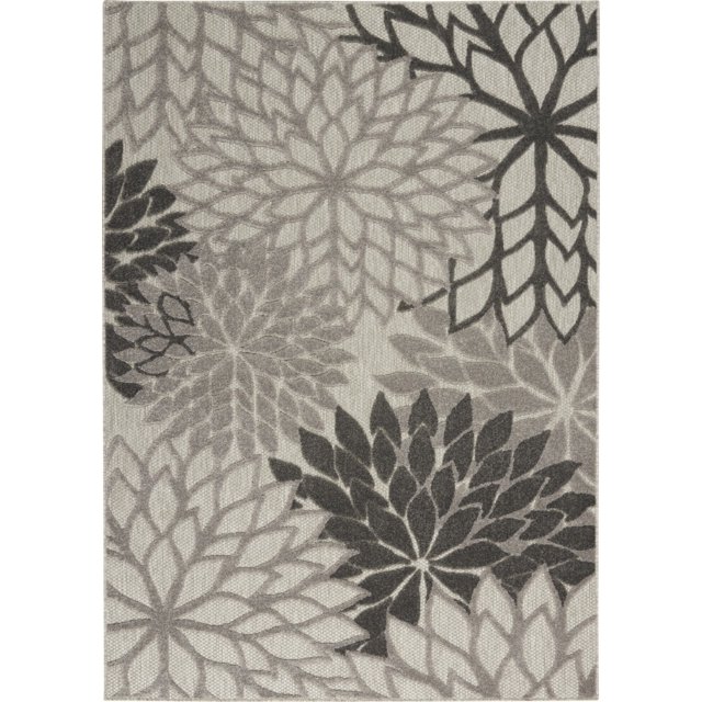 homeroots home decor 384700 5’ x 8’ Silver and Gray Indoor Outdoor Area Rug