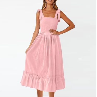 Gspmoly Plus Size Dresses for Curvy Women, Fashion Women Summer Casual Solid Color Sleeveless Bandage Long Dress Wedding Dresses for Women up to 70% Off