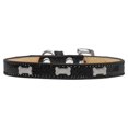 thumbnail image 1 of Silver Bone Widget Dog Collar Black Ice Cream Size 10, 1 of 1