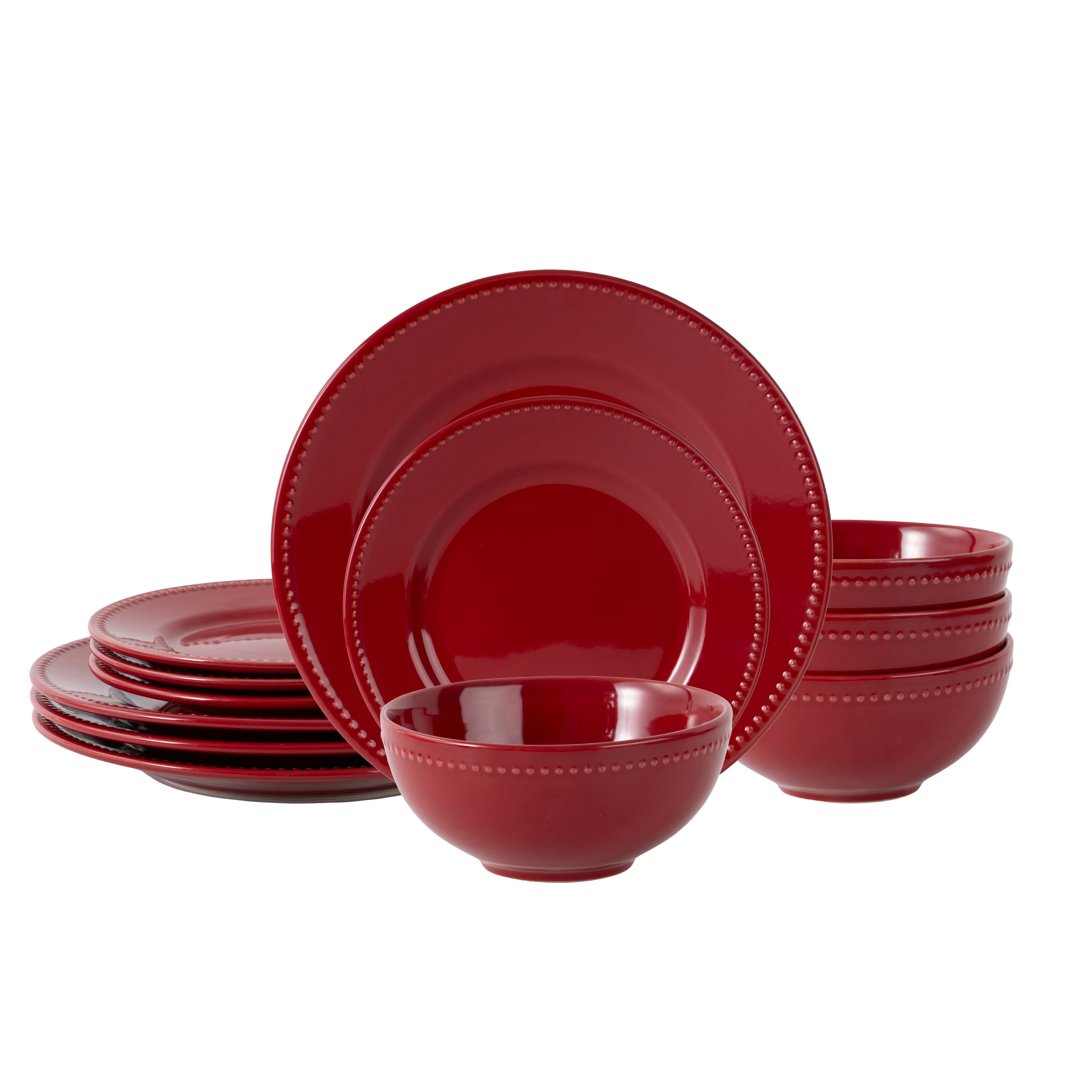 Mainstays Brynn Red 12 Piece Dinner Set