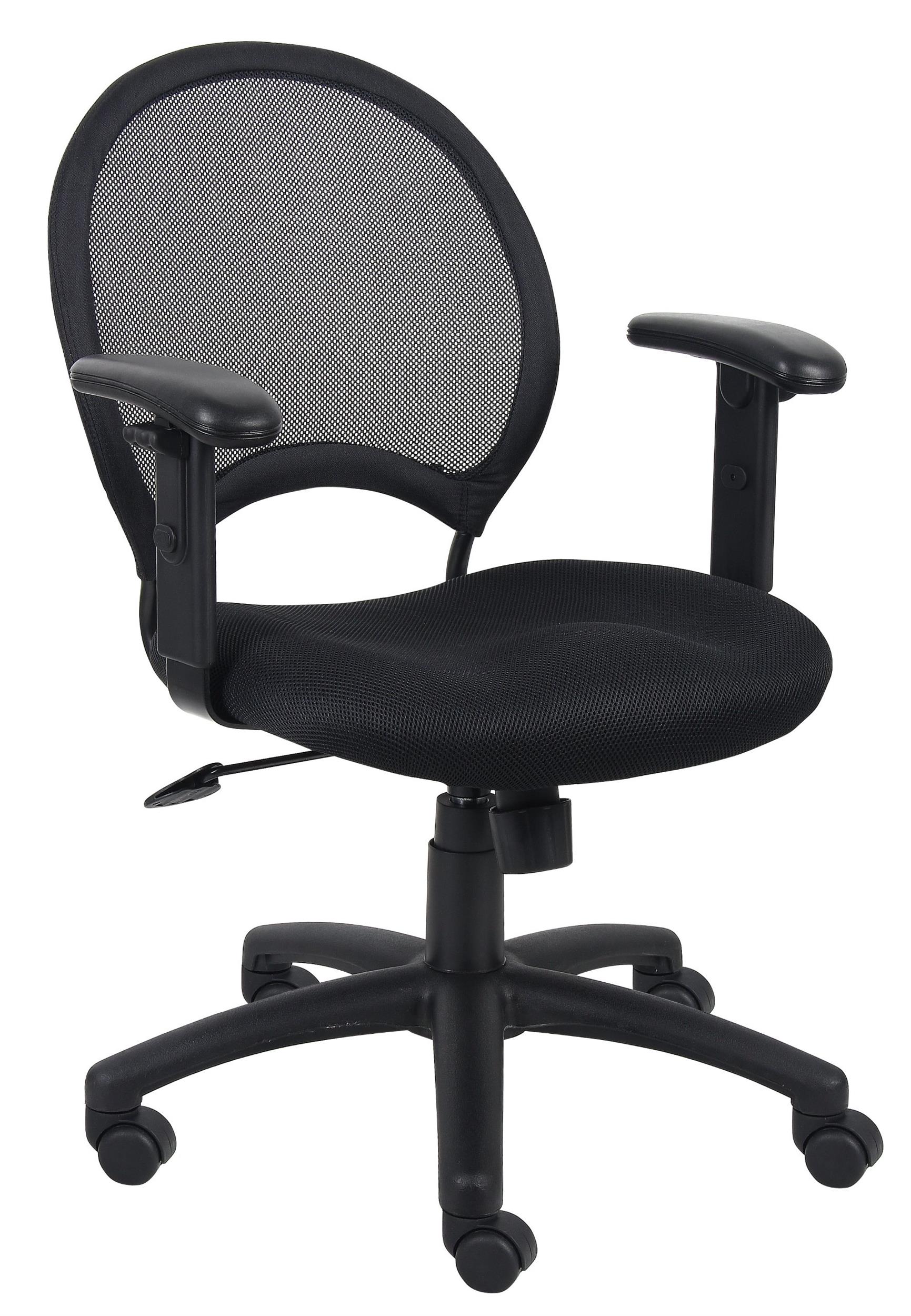 Boss Office Products Mesh Back Fabric Adjustable Arm Task Office Chair in Black