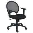 thumbnail image 1 of Boss Office Products Chaise de Bureau de Travail à Accoudoirs Réglables en Tissu avec Dossier en Maille, Noire, 1 of 7
