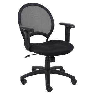 Boss Office Products Mesh dos tissu ajustable tâche de bras Office Chaise en noir
