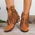 thumbnail image 3 of LOVZFMLL Cowboy Bottes pour Femmes Bottines à la Cheville Bout Rond Antidérapantes Talon Bloc Bas à Franges Chaussures de Mode Automne Hiver, 3 of 8