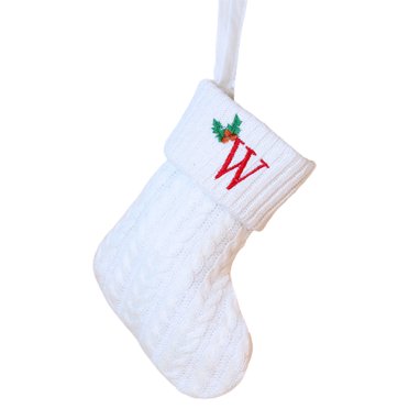 Todaioua Christmas Stockings with Initial, Small Embroidered Letter Knit Red White Christmas Stocking Letter Monogram Hanging Xmas Stockings for Family Christmas Tree Fireplace Decoration