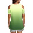 thumbnail image 4 of yoeyez Plus Size Short Sleeve Blouse Cold Shoulder V Neck Tunic Shirts Causal Color Block Tops Shirts Relaxed Fitted Comfy Pullover Blouse Limited Time Deals Green 2XL, 4 of 6