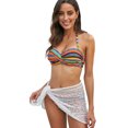 thumbnail image 3 of Ensemble Bikini Rehausseur à Rayures Boho Orange/noir/bleu Ciel/jaune/vert pour Femmes, 3 of 8