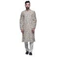 thumbnail image 1 of Atasi Printed Mens Kurta & White Churidar Pyjama Set Mandarin Neck Ethnic Wear, 1 of 1