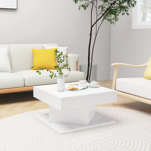 vidaXL Table Basse Blanche 57x57x30 cm Bois Manufacturé