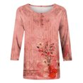 thumbnail image 4 of Pompotops T-shirt Ample Imprimé pour Femme Blouse à Manches 3/4 Col Rond Hauts Décontractés Liquidation, 4 of 5