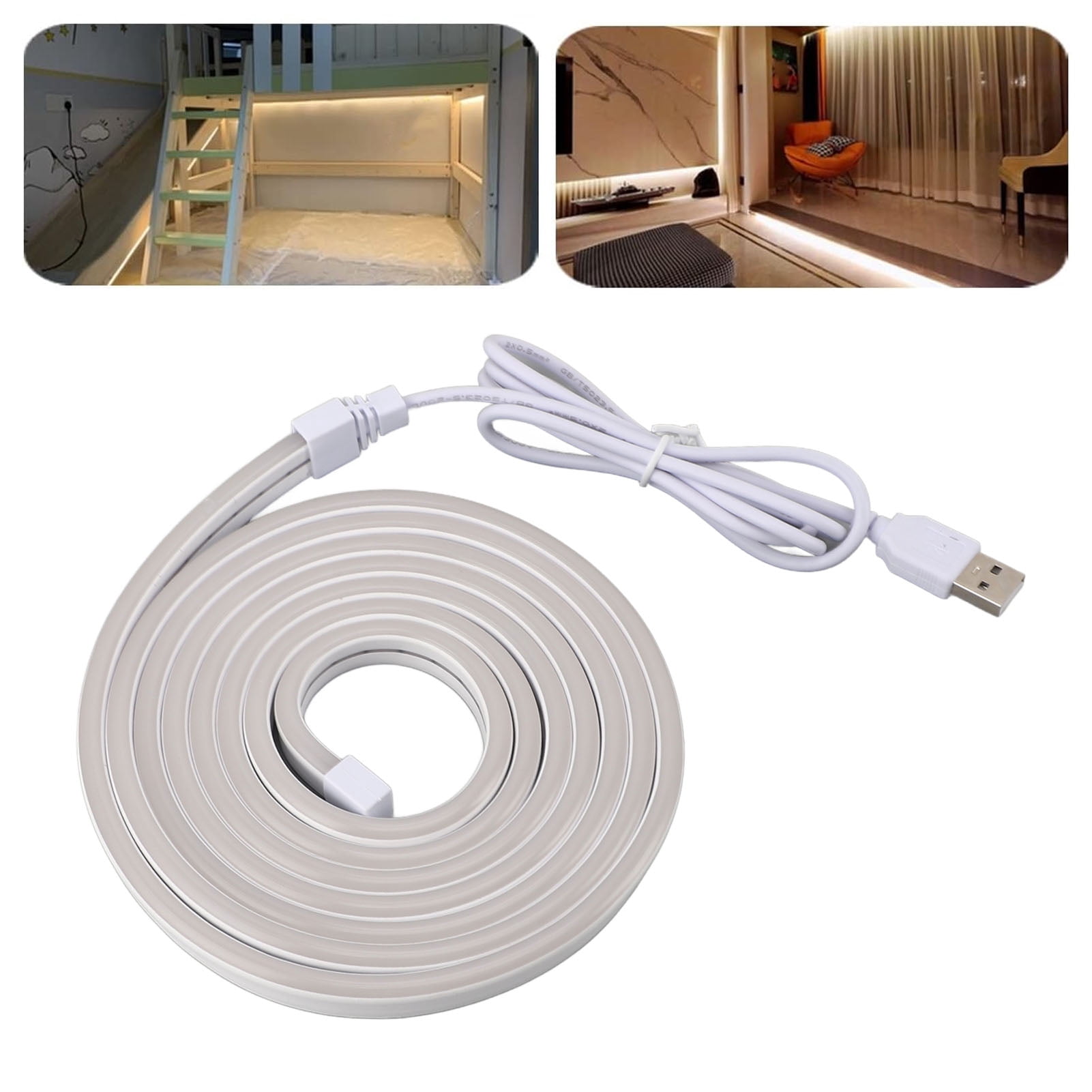 Neon Rope Light, LED Neon Light White Lighting USB Powered  for Bedroom