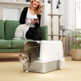 thumbnail image 2 of PawHut Stainless Steel Cat Litter Box w/ Removable Lid & Scoop, White, 2 of 10