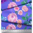 thumbnail image 3 of Soimoi Tissu Popeline de Coton Imprimé Feuilles et Fleurs de Rose, Tissu au Mètre, 42 Pouces de Large, 3 of 3