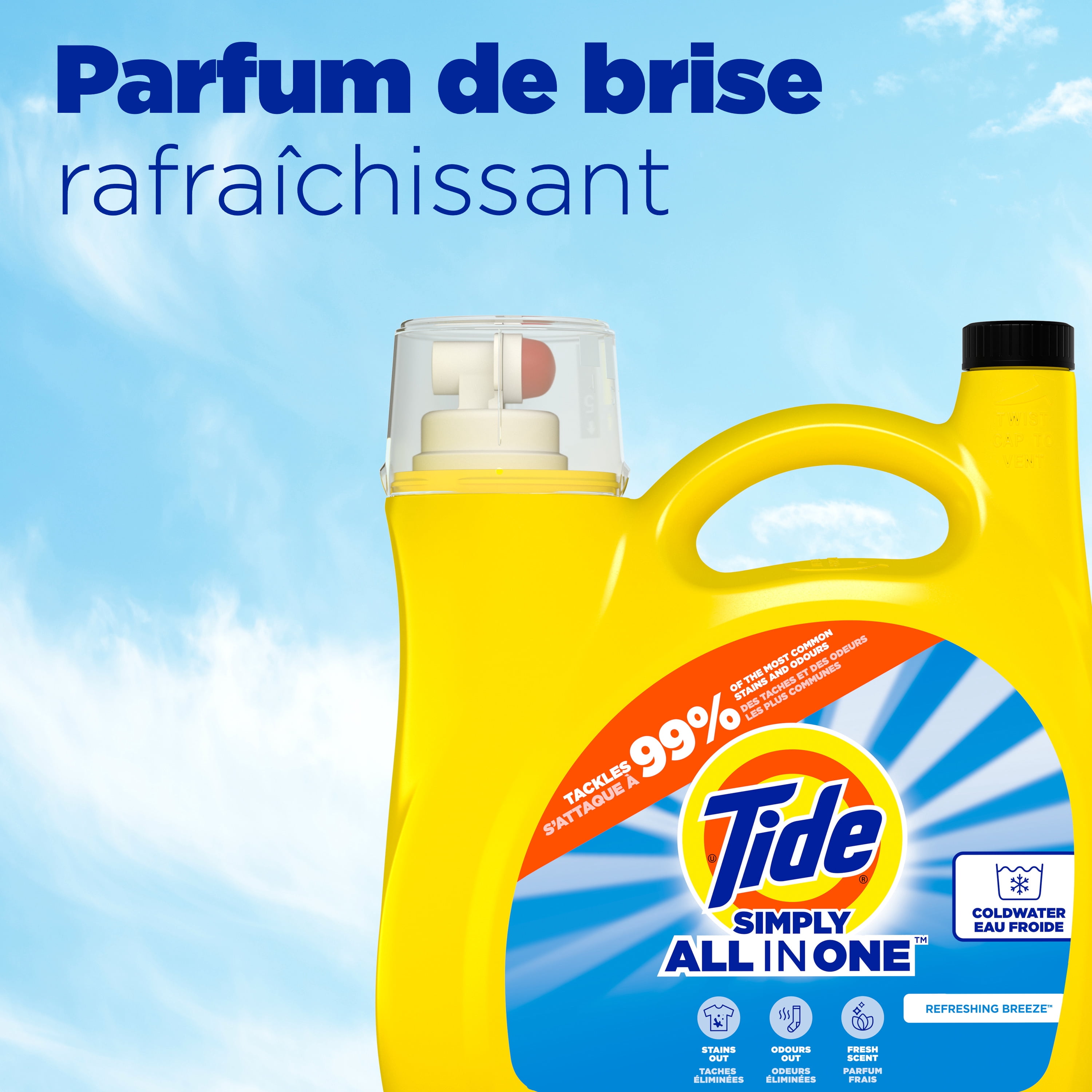 Tide Simply All-In-One Liquid Laundry Detergent, Refreshing Breeze Scent, 107 Loads, 4.16 L