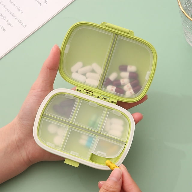 Travel Organizer 1 Pack 8 Compartments Daily Case Small Box for Pocket Purse Portable Container Organizer