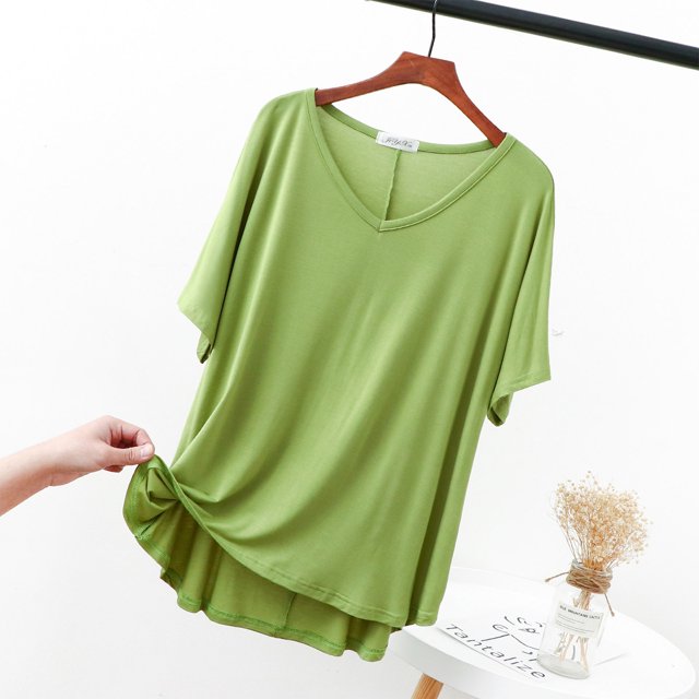 Blouses pour Femmes Chemise Décontractée Fine Douce et Basique Ajustée Longueur Moyenne Manches Courtes Col Rond Haut/chemise