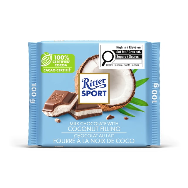 Chocolat au lait Ritter Sport au noix de coco, 100 g