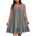 thumbnail image 3 of Sentmoon Robes de Mariage de Printemps pour Invitées pour Femmes 2026 Couleur Unie Sans Manches Col Ras du Cou Robe de Fête Coupe Ample Grande Taille pour la Plage et les Vacances Gris TG, 3 of 9