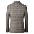 thumbnail image 3 of Gaexia Veste de Complet à Carreaux pour Homme Coupe Ajustée Automne Hiver Décontractée Brossée Ourlet Rond Deux Boutons, 3 of 8