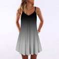 thumbnail image 2 of Fridja Robe Sans Manches à Imprimé Teinture sur Nœuds Dégradé pour Femmes, Col en V, Ligne A, Mini Robe d'Été, 2 of 4