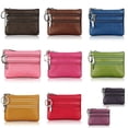 thumbnail image 2 of HLONK Men Leather Coin Purse Card Wallet Clutch Double Zipper Small Change Bag, 2 of 11