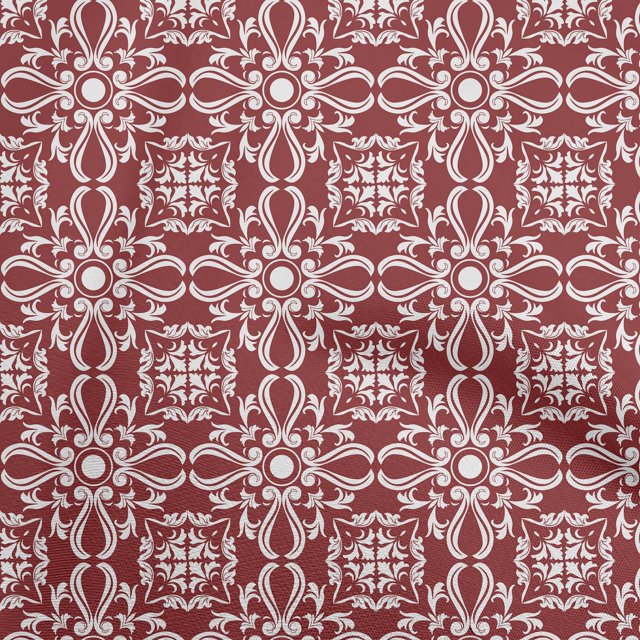 oneOone Viscose Chiffon Maroon Fabric Asian Block Floral Sewing Craft Projects Fabric Prints By Yard 42 Inch Wide