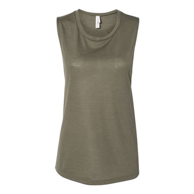 Bella Canvas Womens Flowy Scoop Blended Muscle Tank, XL, Military Green