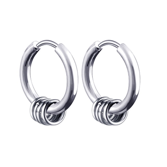 1Pc Men Boys Punk Circle Ear Earring Punk Circle Clip Stainless Steel Tassel Rings Earring Hip Hop Style Jewelry