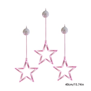 LED Curtain Lights for Bedroom, Staron 3PC Heart String Lights with Suction Cups, Pink Plastic LED Fairy Lights for Wedding Party Decoration 520 Romantic Proposal