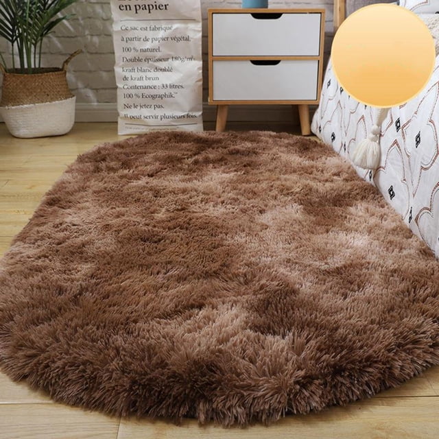 Hxlamzoo Fluffy Oval Area Rug, Soft Tie Dye Rug, Shaggy Colorful Rug, for Bedroom, Living Room, Teen Dorm, Baby Nursery, 11 Colors & 3 Sizes